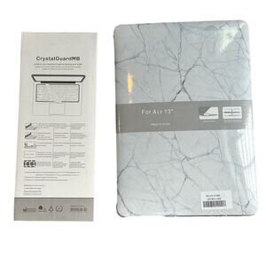NEW! Macbook Air 13” - Hard Case & keyboard protector- White Marble